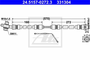 Bremseslange, Venstre bakaksel, BMW X5 [E53], 34 30 1 165 765