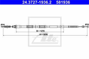 Kabel, parkeringsbremse, Bakre venstre, TOYOTA AURIS, AURIS Skåp/halvkombi, COROLLA, COROLLA Sedan, 46430-12580, 46430-12590