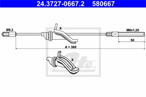 Kabel, parkeringsbremse, Foran, FORD KUGA I, 1517528
