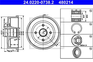 Bremsetrommel, Bakaksel, OPEL CORSA C, CORSA C Skåp/halvkombi, TIGRA TwinTop, VAUXHALL CORSA Mk II, TIGRA TwinTop, 4 18 001, 9196290