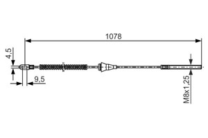 Kabel, parkeringsbremse, Høyre, CHEVROLET,OPEL,VAUXHALL, 5 22 614, 5 22 642, 90 445 986, 90 538 699, 90445986, 90538699