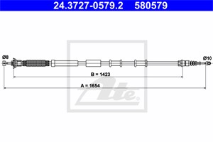 Kabel, parkeringsbremse, Bakre venstre, ABARTH,ALFA ROMEO,FIAT, 51844531, 55700929, 55704104