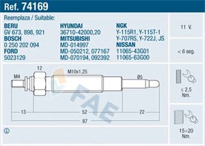 Glødeplugg, HYUNDAI,MITSUBISHI,NISSAN, 11065-43G01, 11065-63G00, 36710-42000, 36710-42020, 5023129, 890X-6M090-JA, EZD 18, MD-014997, MD