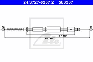 Kabel, parkeringsbremse, Bakre venstre, CITROËN ZX, PEUGEOT 306 Cabriolet, 4745 F8, 96 032 565