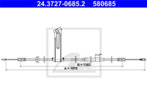 Kabel, parkeringsbremse, Bakre venstre, FORD TRANSIT V363 Buss, TRANSIT V363 Flak/chassi, TRANSIT V363 Skåp, 1820640, 1827663, 1884934,