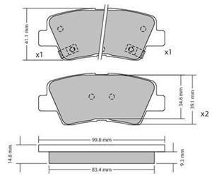 Bremseklosser sett, Bakaksel, HYUNDAI,KIA, 58302-1RA30, 58302-1WA35, 58302-2EA31, 58302-2VA30, 58302-3KA35, 58302-3ZA10, 58302-3ZA70, 58