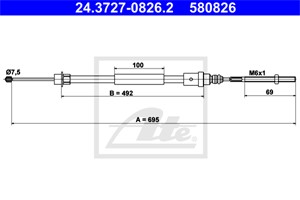 Kabel, parkeringsbremse, Bakre venstre, PEUGEOT 406, 406 Break, 406 Coupé, 4745 H3