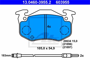 Bremseklosser sett, Framaksel, RENAULT, 77 01 202 213, 77 01 202 227, 77 01 202 517, 77 01 202 710, 77 01 202 891