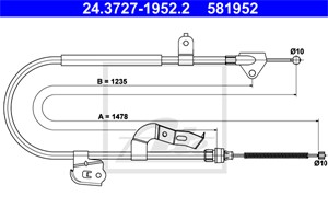 Kabel, parkeringsbremse, Høyre bak, TOYOTA AYGO, AYGO Skåp/halvkombi, 46420-0H010
