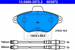 Bremseklosser sett, Framaksel, CITROËN XANTIA Break, 4251 57, 4252 92, 95 667 787