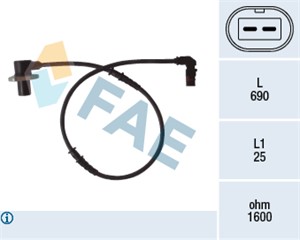 Sensor, hjulturtall, Framaksel venstre, MERCEDES-BENZ E-KLASS [W210], E-KLASS T-Model [S210], 210 540 90 08, A 210 540 90 08, ALS-390