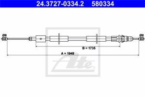 Kabel, parkeringsbremse, Høyre bak, CITROËN XSARA PICASSO, 4745 W1