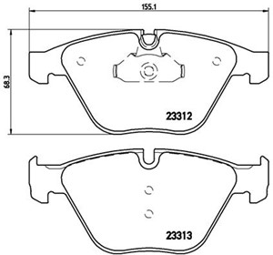 Bremseklosser sett, Framaksel, BMW 5 [E60], 5 Touring [E61], 6 [E63], 6 Cabriolet [E64], 7 [E65, E66, E67], 34112339269, 34112339270, 34