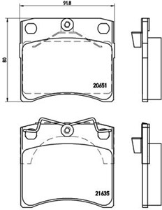 Bremseklosser sett, VW TRANSPORTER Buss IV, TRANSPORTER Flak/chassi IV, TRANSPORTER Skåp IV, 701698151A, 701698151B, 701698151F, 7016981
