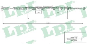 Kabel, parkeringsbremse, Bak, Venstre, FIAT MULTIPLA, 46511039, 46757058