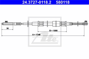 Kabel, parkeringsbremse, Bak, VW GOLF II, GOLF Van II, JETTA II, 191 609 721