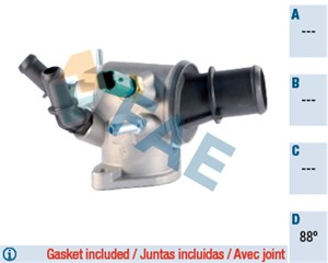 Termostat, kjølemiddel, ALFA ROMEO,CADILLAC,FIAT,OPEL,SAAB,SUZUKI,VAUXHALL, 1338039, 1338154, 1338275, 17690-79J50-000, 55 187 784, 55 2