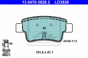 Bremseklosser sett, Bakaksel, ABARTH GRANDE PUNTO, FIAT GRANDE PUNTO, 50902169, 77363959
