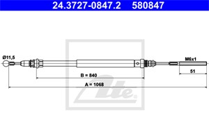 Kabel, parkeringsbremse, Bakre venstre, Høyre bak, CITROËN C8, FIAT ULYSSE, LANCIA PHEDRA, PEUGEOT 807, 1487274080, 4745 T6