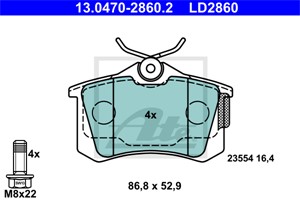 Bremseklosser sett, Bakaksel, AUDI,VW, 8E0 698 451 B, JZW 698 451