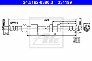 Bremseslange, Framaksel, FORD,VOLVO, 1379911, 1671020, 30683621, 30793630, 31305075, 6G91-2078-AB, 6G91-2078-AD