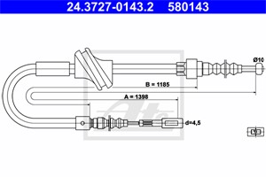 Kabel, parkeringsbremse, Bakre venstre, AUDI 80 B3 Sedan, 90 B3, CABRIOLET B3, COUPE B3, 893 609 721 A, 893 609 721 F