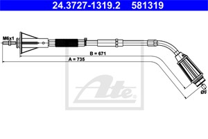 Kabel, parkeringsbremse, Bakre venstre, VOLVO S80 II, 30794734
