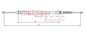 Kabel, parkeringsbremse, Bak, Bakre venstre, Venstre, PEUGEOT 607, 4745.P8