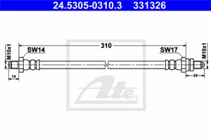 Bremseslange, Bakaksel, Framaksel, FORD, 1129032, 6125634, 85GB-2078-AA, YS61-2282-AD