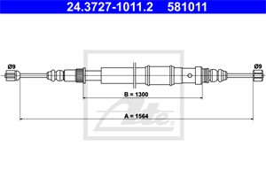Kabel, parkeringsbremse, Bak, RENAULT, 77 00 781 394, 77 00 817 136