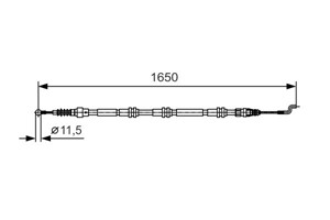 Kabel, parkeringsbremse, Høyre, Venstre, VW MULTIVAN V, TRANSPORTER Buss V, TRANSPORTER Flak/chassi V, TRANSPORTER Skåp V, 7H1 609 701 F