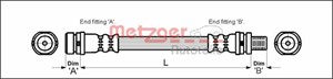 Bremseslange, Bakre venstre, Høyre bak, FORD MONDEO I, MONDEO II, MONDEO Sedan I, MONDEO Sedan II, 1 023 692
