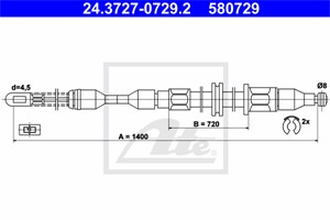 Kabel, parkeringsbremse, Høyre bak, OPEL CORSA A Halvkombi, CORSA A Skåp/halvkombi, CORSA A TR, 5 22 572, 90223404