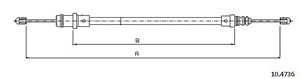 Kabel, parkeringsbremse, Foran, CITROËN,FIAT,LANCIA,PEUGEOT, 1400813580, 474622