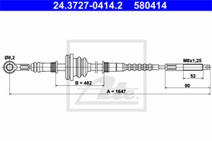 Kabel, parkeringsbremse, Foran, MERCEDES-BENZ MB Buss [W631], MB Flak/chassi [W631], MB Skåp [W631], 631 420 19 85, A 631 420 19 85