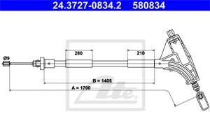 Kabel, parkeringsbremse, Foran, PEUGEOT 406, 406 Break, 406 Coupé, 4745 L3, 4745 L4