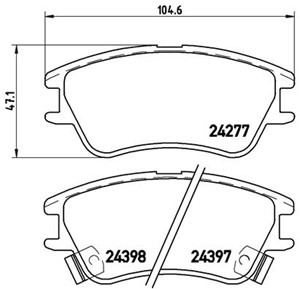 Bremseklosser sett, Framaksel, HYUNDAI ATOS, 5810102A10, 5810105A10, 5810105A30, AC698281D