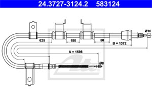 Kabel, parkeringsbremse, Bakre venstre, HYUNDAI GETZ, 59760-1C000