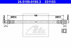 Bremseslange, Bakaksel, Innvendig, MITSUBISHI PAJERO II, PAJERO Canvas Top II, PAJERO SPORT I, MR129745