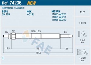 Glødeplugg, NISSAN ALMERA II, ALMERA Hatchback II, ALMERA TINO, PATHFINDER III, PRIMERA, PRIMERA Hatchback, PRIMERA Kombi, X-TRAIL, 1106