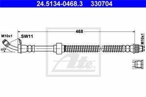 Bremseslange, Framaksel, Nede, Øvre, NISSAN,OPEL,RENAULT,VAUXHALL, 44 03 643, 46201-00QAD, 82 00 057 462, 9111643