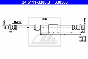 Bremseslange, Bakaksel, Framaksel, Senter, NISSAN,OPEL,RENAULT,VAUXHALL, 44 09 164, 44 16 297, 46201-00QAF, 46242-00QAA, 77 00 811 705,