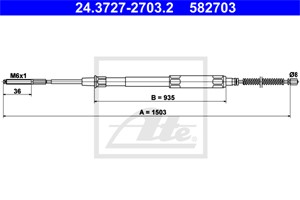 Kabel, parkeringsbremse, Bak, SEAT CORDOBA, CORDOBA Vario, IBIZA II, 6K0 609 721