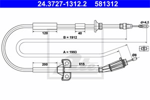Kabel, parkeringsbremse, Bak, VOLVO S80 I, 9434192