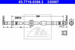 Bremseslange, Framaksel, VOLVO C30, C70 Cabriolet II, S40 II, V50, 30681723, 30683118, 30683555, 30714410