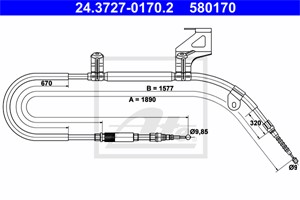 Kabel, parkeringsbremse, Høyre bak, VW PASSAT B5, PASSAT B5 Variant, PASSAT B5.5, PASSAT B5.5 Variant, 3B0 609 722 F, 3B0 609 722 K, 3B0