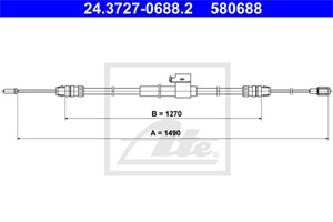 Kabel, parkeringsbremse, Høyre bak, FORD TRANSIT V363 Buss, TRANSIT V363 Flak/chassi, TRANSIT V363 Skåp, 1816175, 1827660, 1901508, 2034