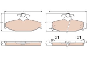 Bremseklosser sett, Bakaksel, Framaksel, CHEVROLET,MITSUBISHI,PONTIAC, 10112657, 10174840, 14091368, 18020433, 18021875