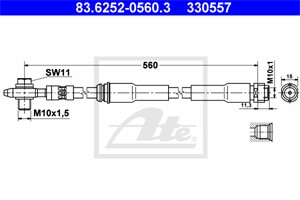 Bremseslange, Framaksel, AUDI A3, TT, TT Roadster, 8N0 611 707 A