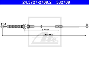 Kabel, parkeringsbremse, Bak, SEAT LEON, LEON SC, LEON Skåp/halvkombi, LEON ST, LEON ST Skåp / kombi, 5Q0 609 721 AS